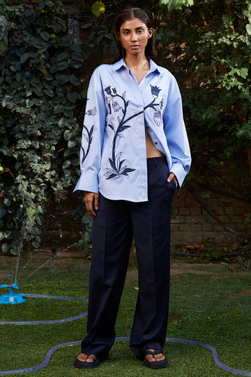 "TULIPA" CHICKAN APPLIQUE SHIRT (Women)